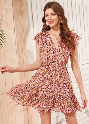 Текстурное платье пудрового цвета в мелкие цветы из новой коллекции от zara
