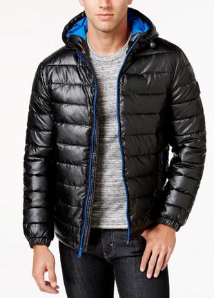 Cole haan men's faux-leather puffer coat куртка эко кожа s m1 фото