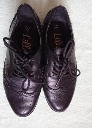 Х10. кожанные черные туфли  на шнурках кожа1 фото