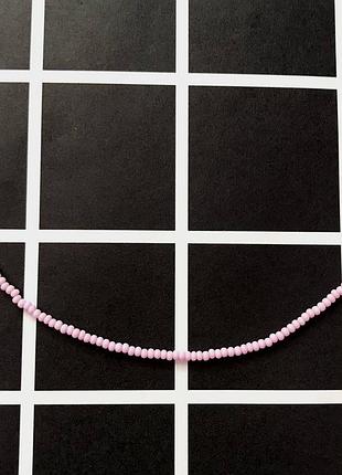 Нежно розовый чокер карамельный из бисера колье,ожерелье