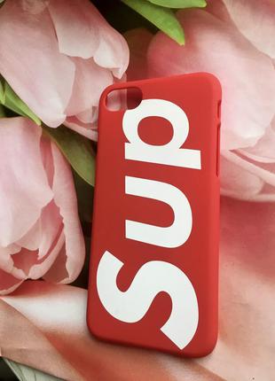 Новый чехол бампер на айфон 7/8 красный supreme sup пластиковый