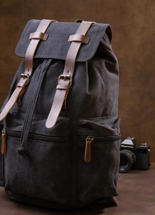 Рюкзак текстильный черный в стиле ретро1 фото