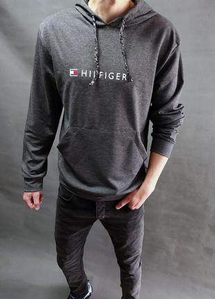 Мужское худи tommy hilfiger серое 2