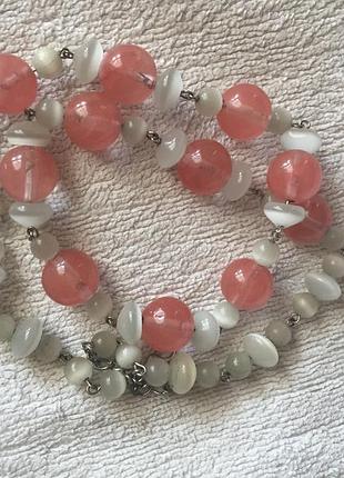 Красивый нежный набор из натуральных камней