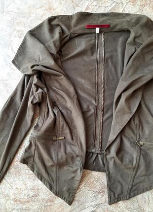 Замшевый кардиган куртка жакет пиджак хаки коричневый кардіган піджак2 фото