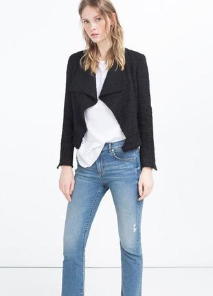 Укороченный,твидовый жакет,пиджак,косуха с бахромой в стиле шанель zara