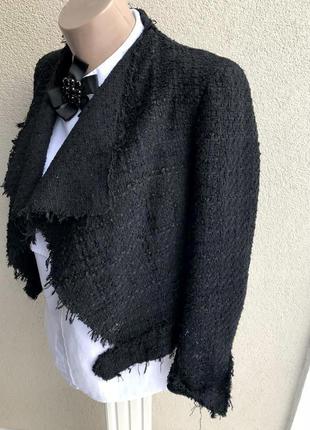 Укороченный,твидовый жакет,пиджак,косуха с бахромой в стиле шанель zara9 фото