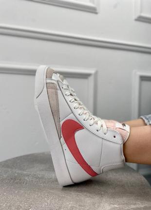 Nike blazer white pink высокие кроссовки найк блейзер белые9 фото