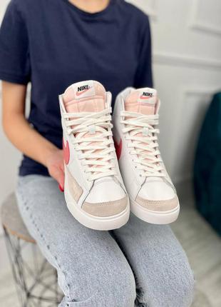 Nike blazer white pink высокие кроссовки найк блейзер белые6 фото