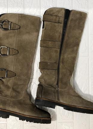 Дизайнерские высокие кожаные сапоги слоучи натуральная замша хаки rundholz owens lang cos8 фото