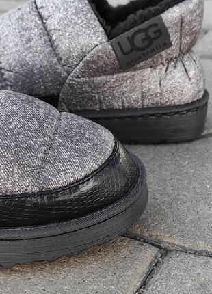 Серые автоледи дутики укороченные угги теплые мокасины слипоны осенние зимние ботинки4 фото
