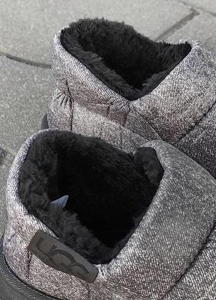 Серые автоледи дутики укороченные угги теплые мокасины слипоны осенние зимние ботинки6 фото