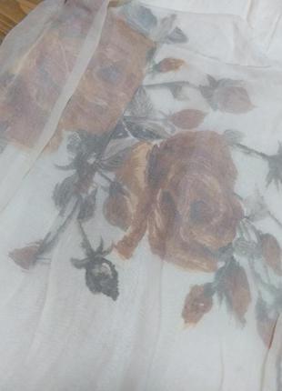 Юбка трапеция  коричневые розы, шёлк, коттон, 4 шара2 фото