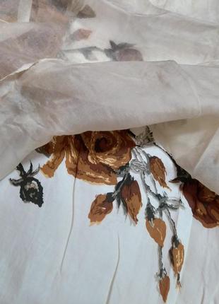 Юбка трапеция  коричневые розы, шёлк, коттон, 4 шара3 фото