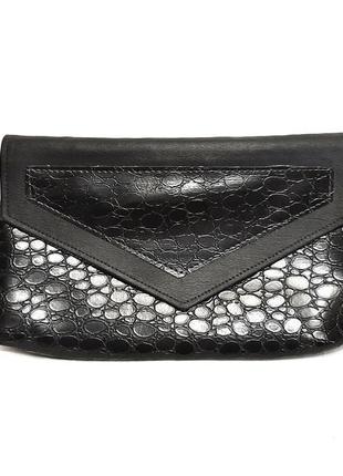 Чорний жіночий клатч міні-сумочка лаковий кожзам1 фото
