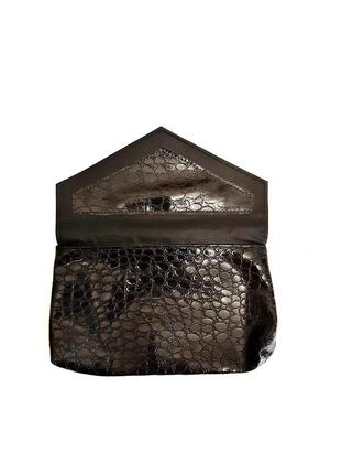 Чорний жіночий клатч міні-сумочка лаковий кожзам4 фото