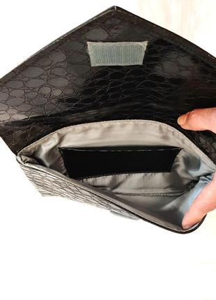 Чорний жіночий клатч міні-сумочка лаковий кожзам5 фото