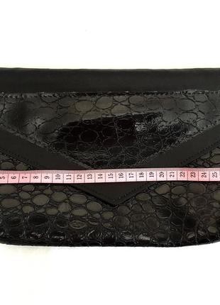 Чорний жіночий клатч міні-сумочка лаковий кожзам8 фото