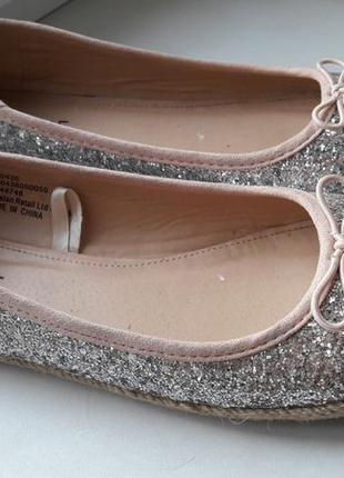 Балетки сріблясті нюд бежеві з мішковиною великий розмір