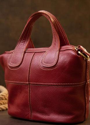 Жіноча шкіряна сумка червона флотар2 фото
