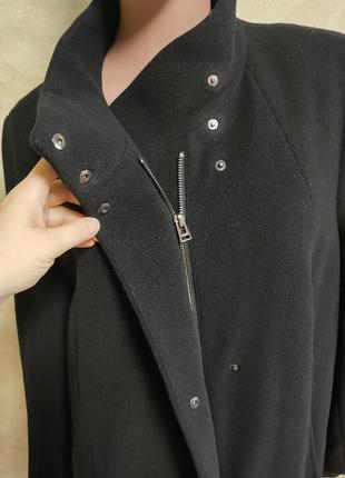 Вовняне з кашеміром чорне пальто з коміром стійкою великий розмір gerry weber4 фото