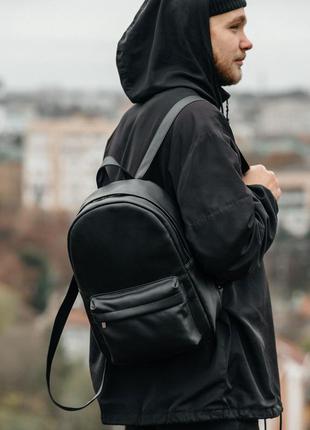 Черный стильный вместительный мужской рюкзак для учебы4 фото