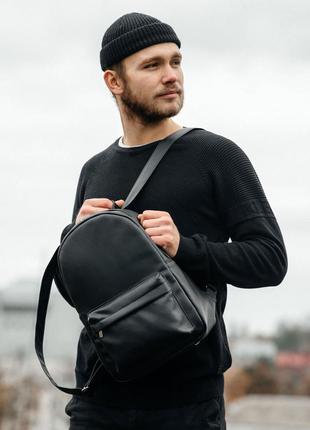Черный стильный вместительный мужской рюкзак для учебы5 фото