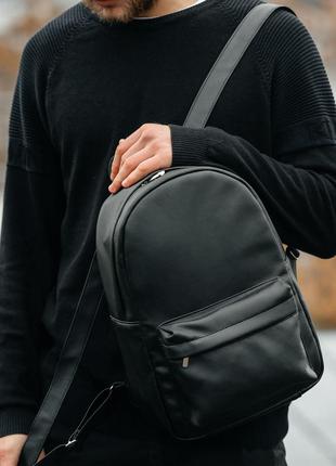 Черный стильный вместительный мужской рюкзак для учебы8 фото