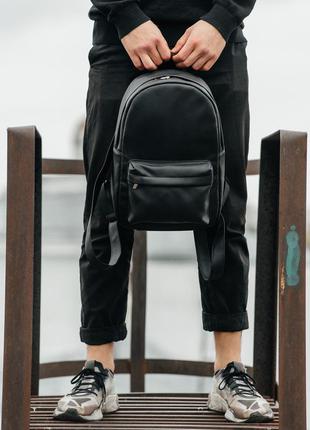 Черный стильный вместительный мужской рюкзак для учебы6 фото