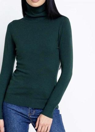 Гольф водолазка свитер кофта зелёный изумрудный befree s m кардиган1 фото