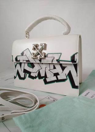 Сумка кожаная белая с надписями в стиле off white 🔥🔥🔥