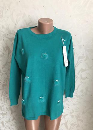 Шикарный модный  бирюза стильный марсала бордо свитер джемпер красивенный теплый модный стильный мех2 фото