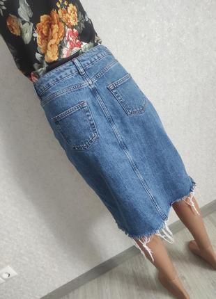 Спідниця джинсова міді на блискавці з розрізом3 фото