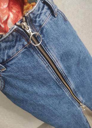 Спідниця джинсова міді на блискавці з розрізом4 фото