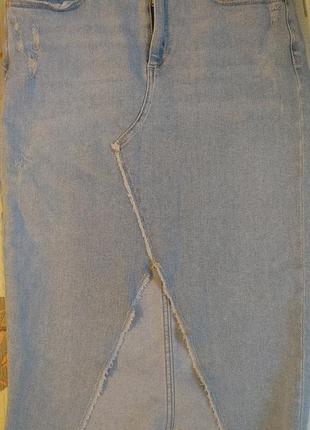 Красивая джинсовая юбка миди