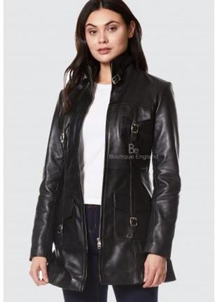 Шкіряне пальто-тренч