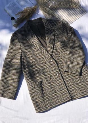Трендовый клетчатый полушерстяной блейзер полупальто с&а
