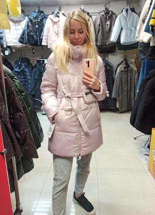Новая коллекция clasna 2022, женская зимняя куртка с капюшоном и сьемной пояс сумкой3 фото