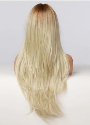 Парик блонд с челкой, парик длинные волосы, парик омбре (018)