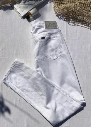 Котоновые штаны джинсы lee rider denim l701kgew белые1 фото