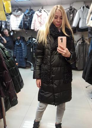 Новая коллекция clasna зима, женская зимнняя куртка пуховик с искусственным мехом каракуля5 фото