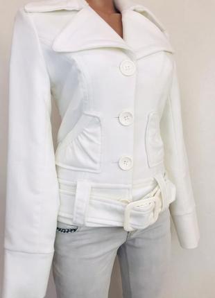 Короткое пальто в стиле косухи с поясом от melrose/ casual coats/жакет10 фото