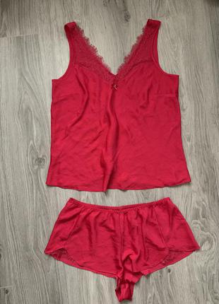 Яркая пижама пижамка с кружевом  , спальный комплект 14 - размер