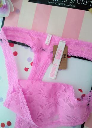 Трусики мереживні стринги victoria's secret original m pink4 фото