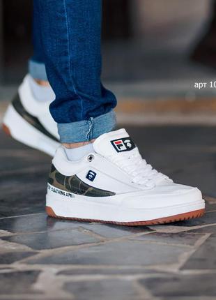 Кроссовки fila aape by a bathing ape x  t-1 mid white кросівки білі2 фото