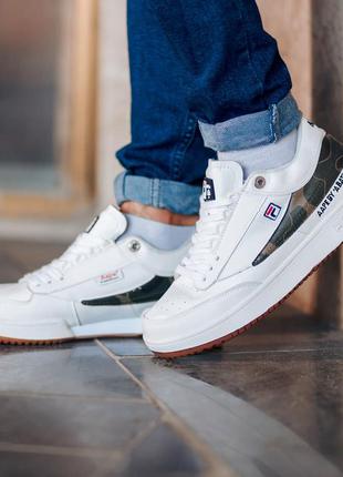 Кроссовки fila aape by a bathing ape x  t-1 mid white кросівки білі3 фото