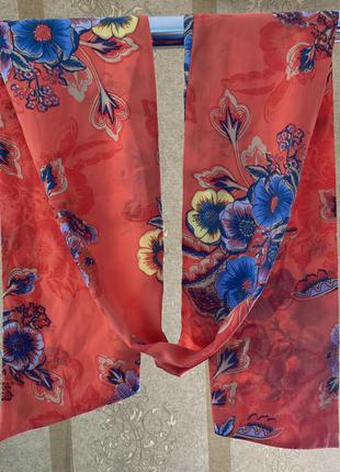 Атласный шарф лента в цветочный принт4 фото