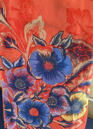 Атласный шарф лента в цветочный принт