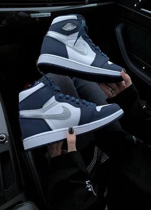 Air jordan 1 retro navy blue white женские кроссовки найк аир джордан наложенный платёж купить2 фото