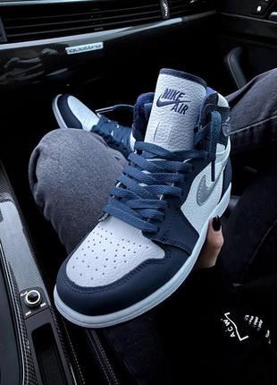 Air jordan 1 retro navy blue white женские кроссовки найк аир джордан наложенный платёж купить4 фото